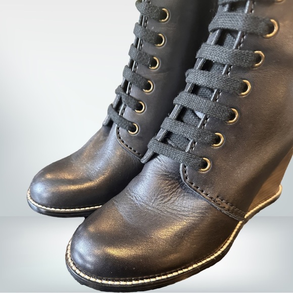 See by Cloe Black Leather Wedge Boots new 38 - Picture 4 of 11